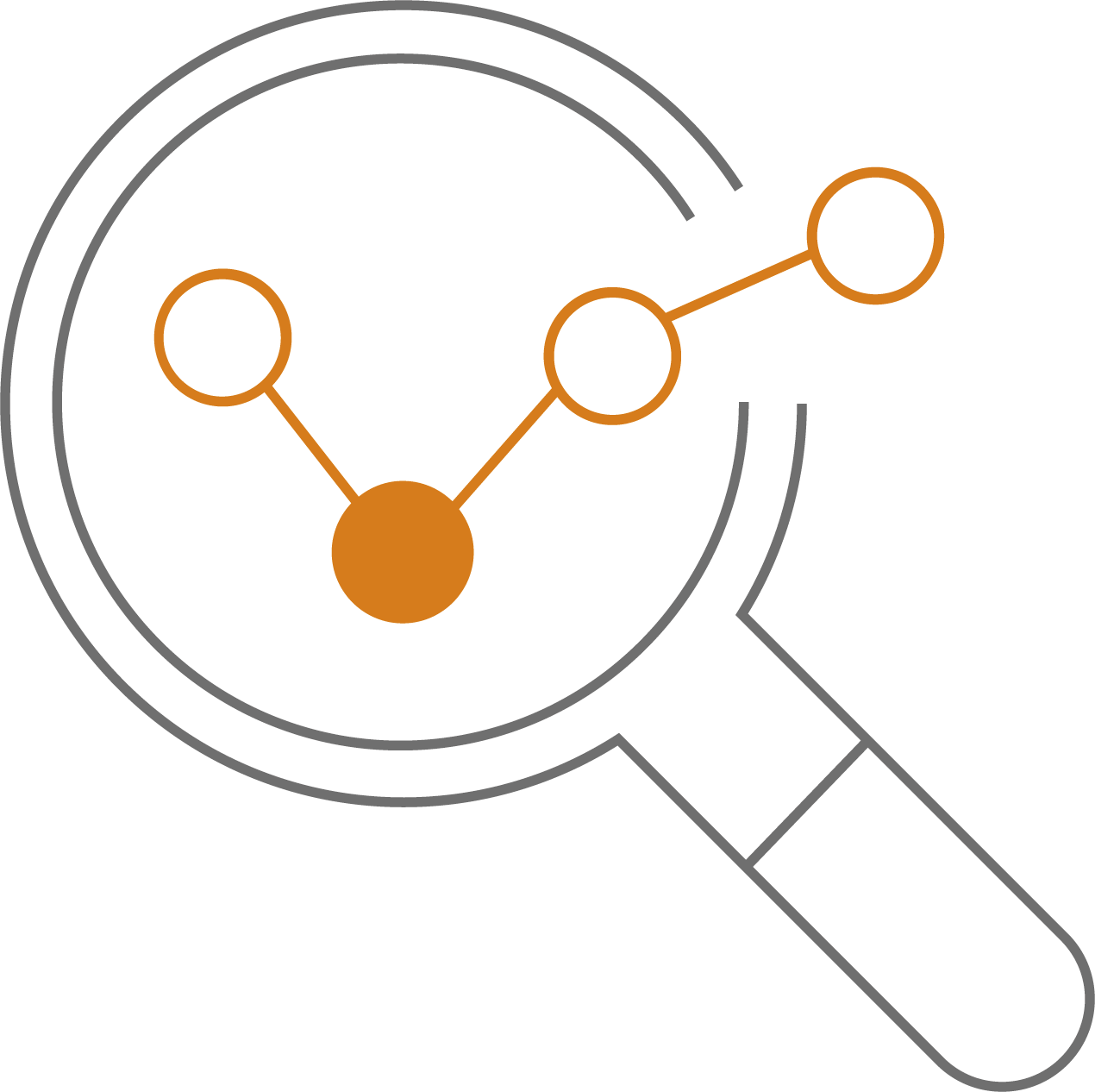 ROTOP R&D department icon showing magnifying flass and molecule structure